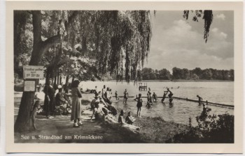 AK Foto Königs Wusterhausen See u. Strandbad am Krimnicksee viele Menschen 1954