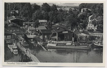 AK Foto Ostseebad Eckernförde Hafenpartie mit Häusern und Schiffen 1940