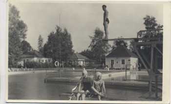 VERKAUFT !!!   AK Foto Lengerich Westfalen Bad mit Menschen 1956