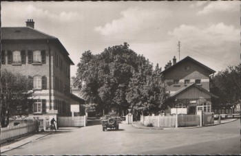 AK Münsingen Truppenübungsplatz Eingang zum alten Lager 1955