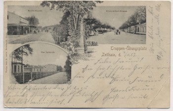 AK Zeithain Truppen-Übungsplatz Senfft-Strasse Lazareth König-Albert-Strasse 1903