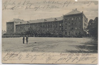 AK Bückeburg Kaserne des 7. Jäger-Bataillons mit Soldaten 1904
