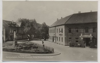 AK Foto Elsterwerda Denkmalsplatz Berliner Strasse Hotel Preussischer Hof 1936