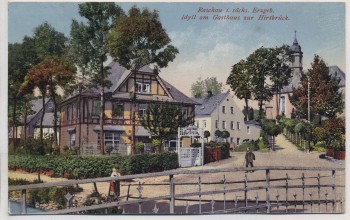 AK Raschau im sächsischen Erzgebirge Idyll am Gasthaus zur Hirtbrück b. Markersbach Schwarzenberg 1924