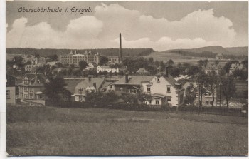 VERKAUFT !!!   AK Oberschönheide im Erzgebirge Ortsansicht mit Fabrik Schönheide 1929