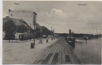AK Pillau Hafenpartie mit Schiff Baltijsk Ostpreußen Russland Feldpost 1917 RAR