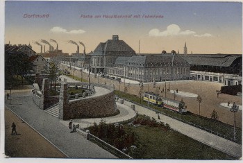 AK Dortmund Partie am Hauptbahnhof mit Fehmlinde 1922