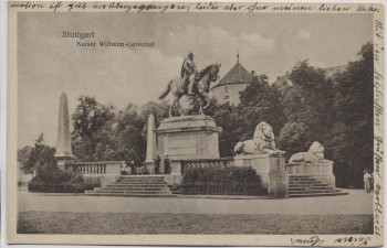 AK Stuttgart Kaiser Wilhelm-Denkmal mit Menschen 1918