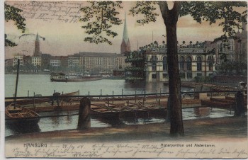 VERKAUFT !!!   AK Hamburg Alsterpavillon und Alsterdamm 1904