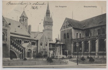 AK Braunschweig Am Burgplatz 1914