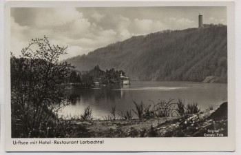 AK Foto Gemünd (Schleiden) Urfttalsperre in der Eifel Hotel Restauration Lorbachtal 1940