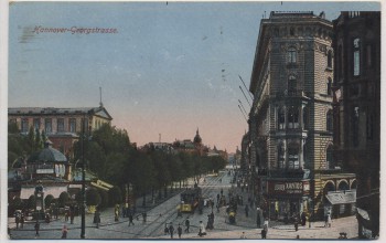 AK Hannover Georgstrasse mit Cafe Kröpcke Feldpost 1918