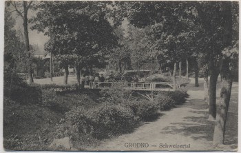 AK Grodno Schweizertal Kinder auf Brücke Hrodna Weißrussland Feldpost 1915