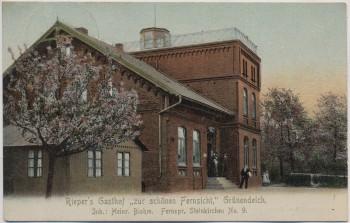 AK Grünendeich Rieper's Gasthof zur schönen Fernsicht b. Steinkirchen 1909 RAR Sammlerstück