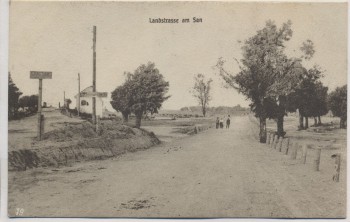 AK Landstrasse am San 1. WK Polen 1917