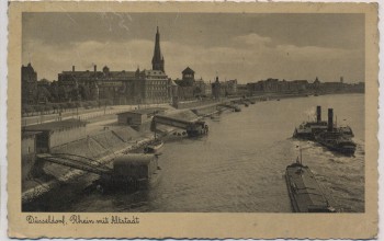 AK Düsseldorf Rhein mit Altstadt Dampfer 1939
