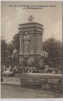 AK Hertlingshausen Denkmal für die im Weltkrieg 1914-18 gefallenen Helden b. Carlsberg Pfalz 1920 RAR Sammlerstück