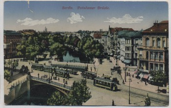 AK Berlin Tiergarten Potsdamer Brücke mit Straßenbahn 1910