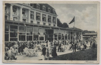 VERKAUFT !!!   AK Ostseebad Travemünde Kurhaus mit Terrasse viele Menschen 1930