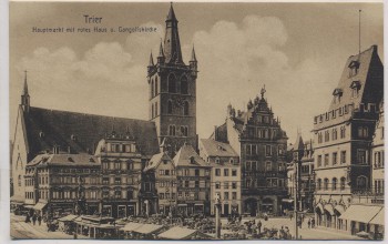 AK Trier Hauptmarkt mit rotes Haus u. Gangolfskirche 1910