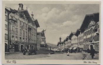 AK Bad Tölz Marktplatz mit Denkmal und Auto 1920