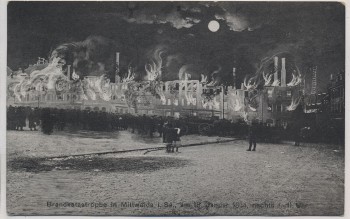 AK Mittweida in Sachsen Brandkatastrophe am Markt 18. Januar 1914