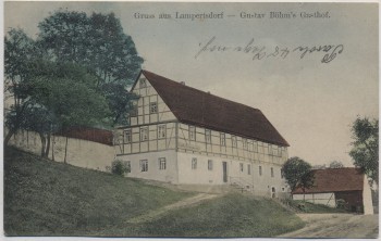 AK Gruss aus Lampersdorf Gustav Böhm's Gasthof b. Klipphausen Sora 1903 RAR