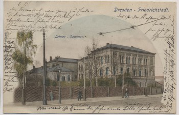 AK Friedrichstadt Dresden Lehrer-Seminar mit Menschen 1905 RAR