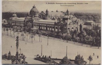 AK Dresden Deutsche Kunstgewerbe-Ausstellung Ausstellungspalast Sonderstempel 1906