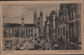 VERKAUFT !!!   AK Magdeburg Alter Markt mit Rathaus 1930