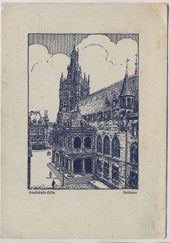 Künstler-AK Hansestadt Köln Rathaus Deutscher Haus-und Grundbesitzertag 1937 RAR
