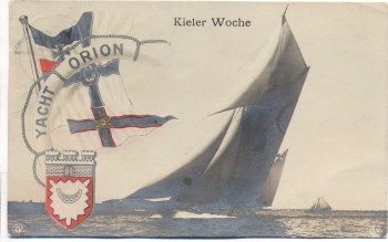 Foto-AK Kieler Woche Kiel Yacht Orion Patriotika 1913 RAR