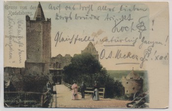 AK Gruss von der Rudelsburg Burgeingang mit Damen b. Saaleck Bad Kösen 1902
