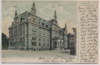 VERKAUFT !!!   AK Bremen Stadtbibliothek 1902