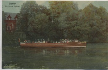 VERKAUFT !!!   AK Bremen Bürgerpark Meierei Boot viele Menschen 1910
