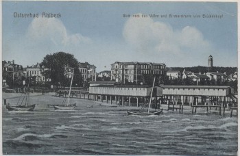 AK Ostseebad Ahlbeck Blick nach den Villen und Bismarckturm vom Brückenkopf Heringsdorf 1913