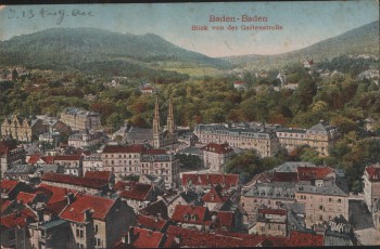 AK Baden-Baden Blick von der Gartenstraße 1922