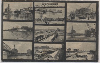 VERKAUFT !!!   AK Mehrbild Dortmund Hafen des Dortmunder-Emskanals Bootshaus Lagerhaus ... 1920
