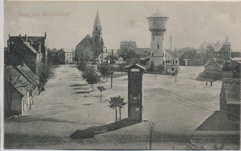 AK Gruss aus Sandersdorf Kirche Turm Ortsansicht b. Brehna Kr. Bitterfeld 1912