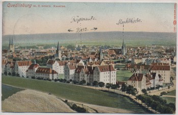 AK Quedlinburg mit der neuen Kaserne Ortsansicht 1909