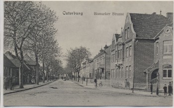 AK Osterburg Altmark Bismarker Strasse Menschen Bahnpost 1909 RAR