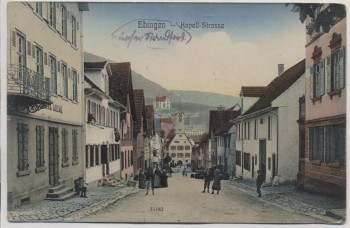 AK Ebingen Kapell-Strasse mit Menschen Feldpost 1914 RAR