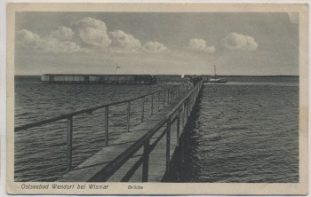 VERKAUFT !!!   AK Ostseebad Wendorf bei Wismar Niepars Brücke 1930