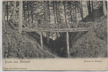 AK Gruss aus Kollund Schlucht mit Brücke b. Bov Sogn Nordschleswig Dänemark 1910
