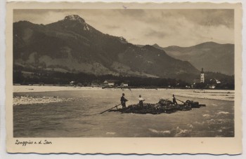 AK Foto Lenggries a. d. Isar Ortsansicht mit Flößer Feldpost 1943