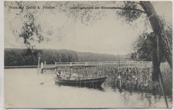 AK Gruss aus Nedlitz b. Potsdam Landungsbrücke zur Römerschanze 1910