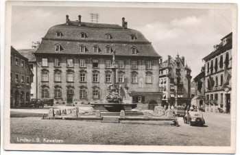 AK Lindau am Bodensee Bayern Marktplatz mit Kawatzen Autos 1940