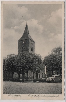 AK Foto Altlandsberg Kirche und Kriegerdenkmal Auto 1935