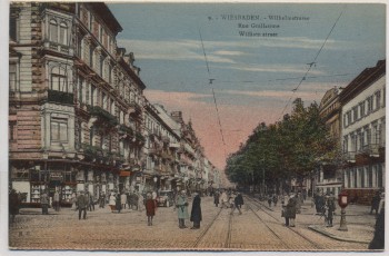 VERKAUFT !!!   AK Wiesbaden Wilhelmstrasse viele Menschen 1920