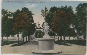 AK Luftkurort Oranienbaum Marktplatz und Kirche 1918